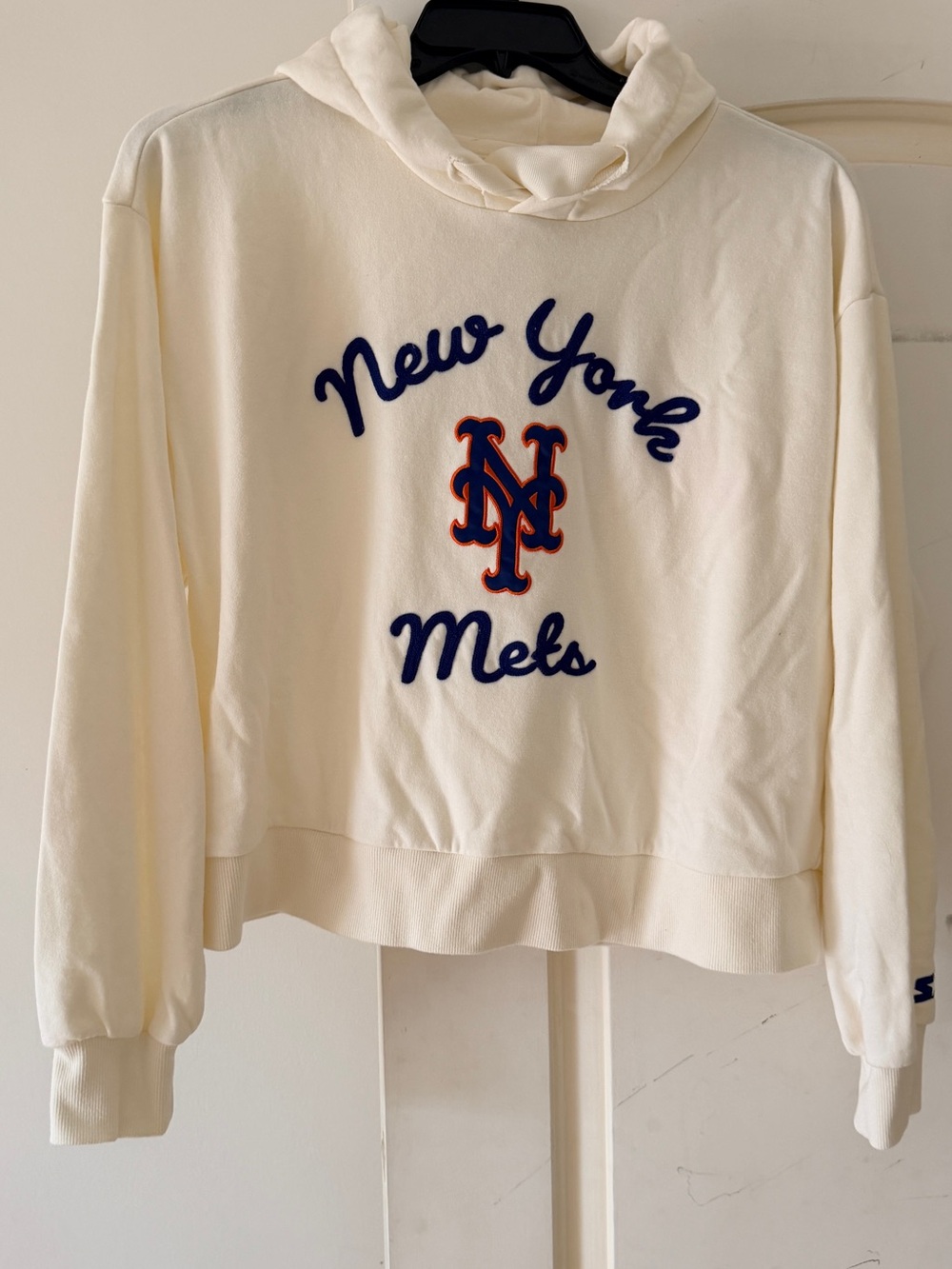 STARTER Cream New York Mets Pullover with Navy & Orange Logo